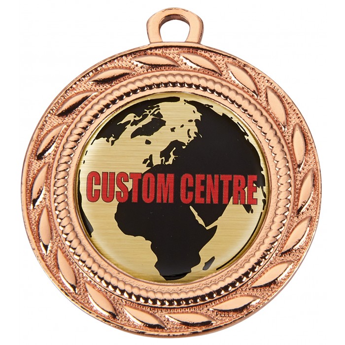 40MM IRON CUSTOM DOMED CENTRE MEDAL - GOLD, SILVER OR BRONZE